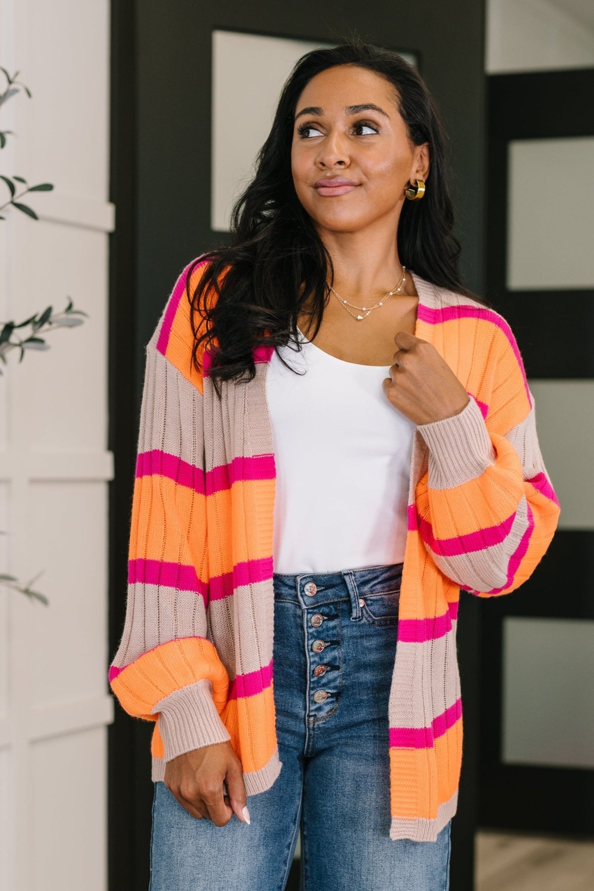 Your Opinion Matters Striped Cardigan - Desert Sunday