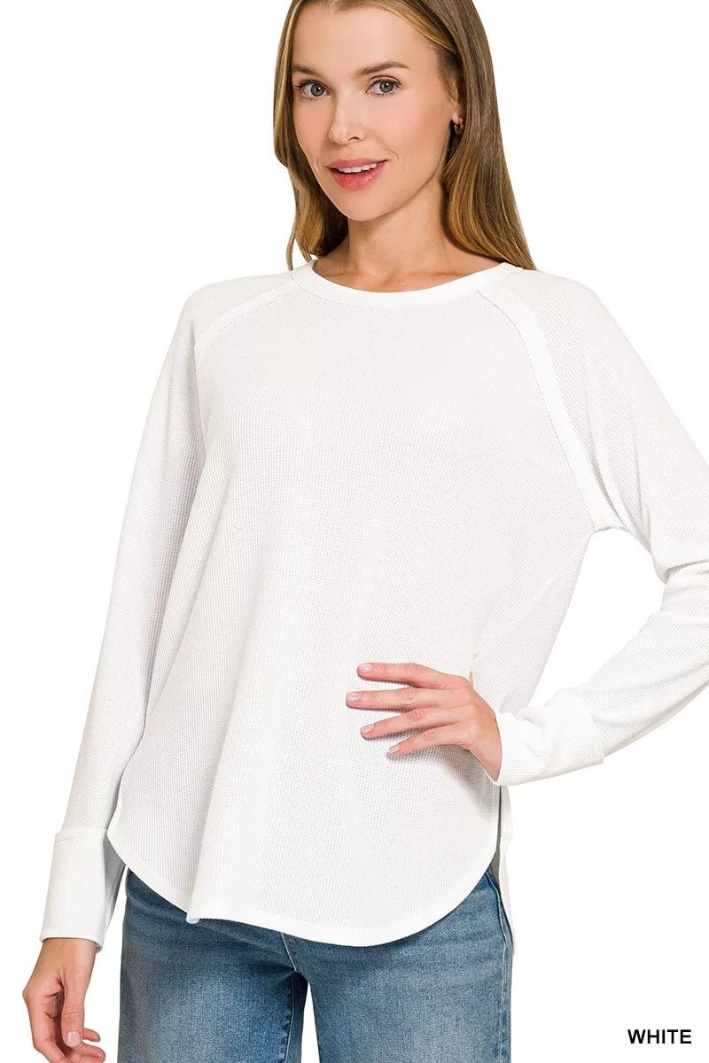 Zenana Baby Waffle Long Sleeve Top - Desert Sunday