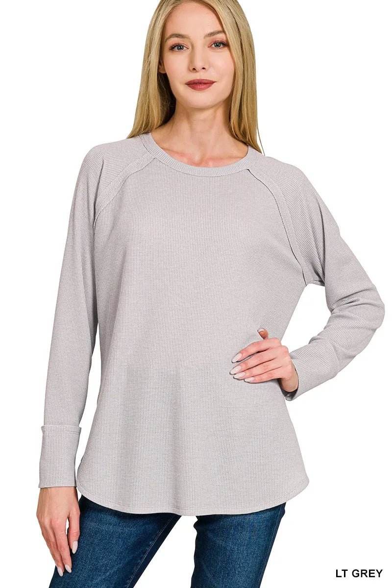 Zenana Baby Waffle Long Sleeve Top - Desert Sunday