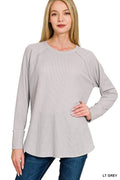 Zenana Baby Waffle Long Sleeve Top - Desert Sunday