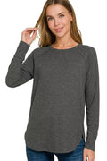 Zenana Baby Waffle Long Sleeve Top - Desert Sunday