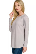 Zenana Baby Waffle Long Sleeve Top - Desert Sunday