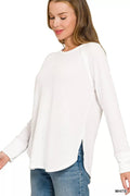 Zenana Baby Waffle Long Sleeve Top - Desert Sunday