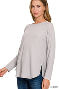 Zenana Baby Waffle Long Sleeve Top - Desert Sunday