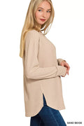 Zenana Baby Waffle Long Sleeve Top - Desert Sunday