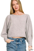 Zenana Boat Neck Balloon Sleeve Sweater - Desert Sunday