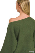 Zenana Boat Neck Balloon Sleeve Sweater - Desert Sunday