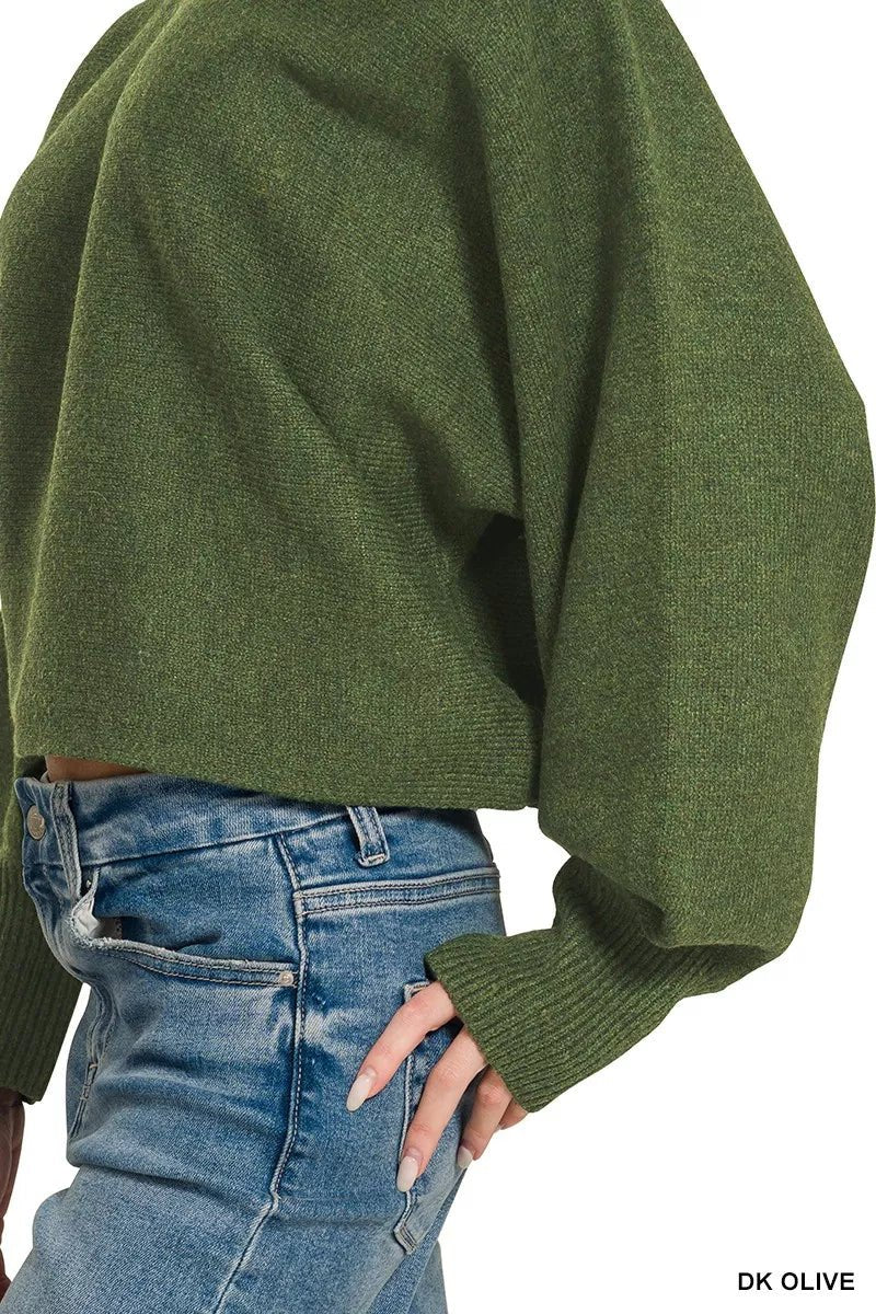 Zenana Boat Neck Balloon Sleeve Sweater - Desert Sunday