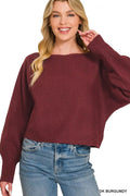 Zenana Boat Neck Balloon Sleeve Sweater - Desert Sunday