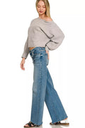 Zenana Boat Neck Balloon Sleeve Sweater - Desert Sunday