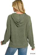 Zenana Brushed Ribbed Hacci Hoodie - Desert Sunday