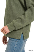 Zenana Brushed Ribbed Hacci Hoodie - Desert Sunday