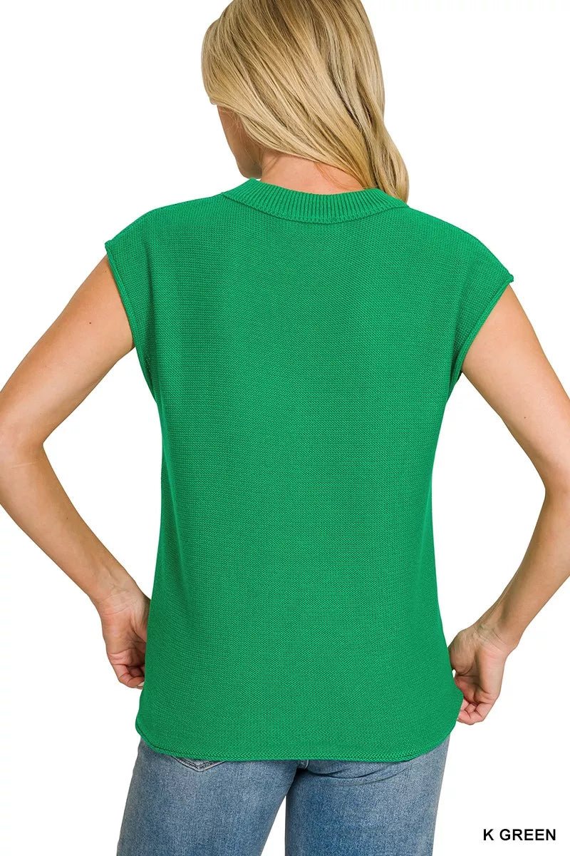 Zenana Center Seam Sleeveless Sweater - Desert Sunday