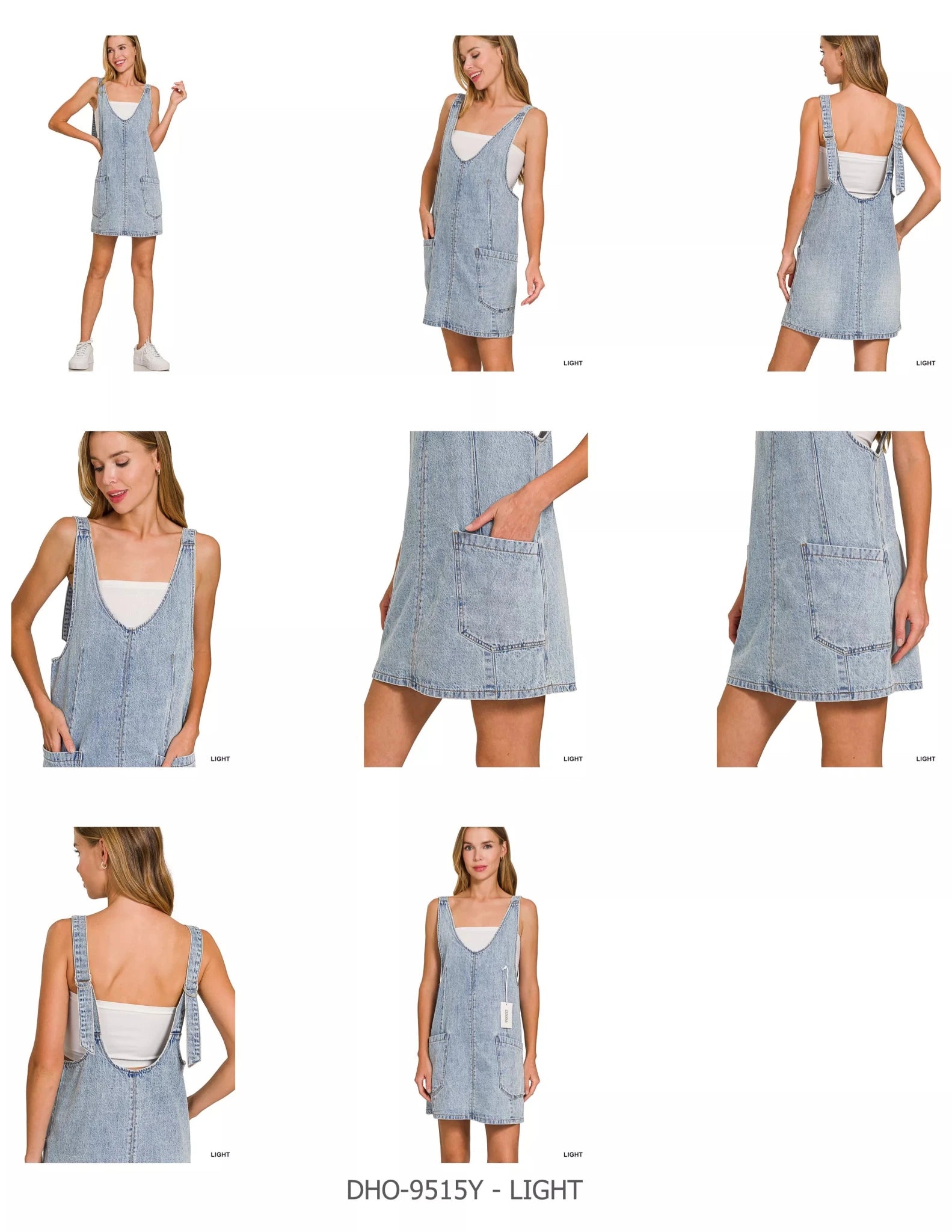 Zenana Denim Overall Dress with Front Pockets - Desert Sunday