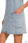 Zenana Denim Overall Dress with Front Pockets - Desert Sunday