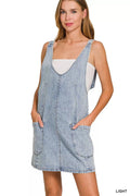 Zenana Denim Overall Dress with Front Pockets - Desert Sunday