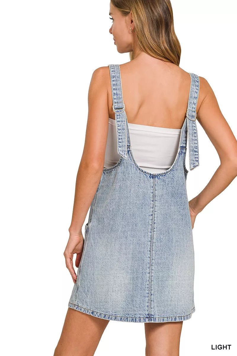 Zenana Denim Overall Dress with Front Pockets - Desert Sunday