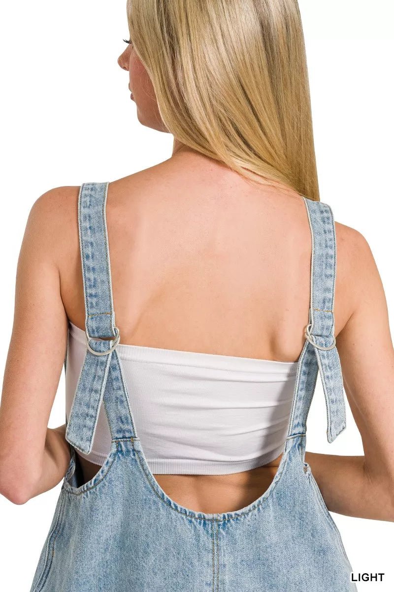 Zenana Denim Short Overalls - Desert Sunday