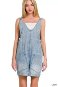Zenana Denim Short Overalls - Desert Sunday