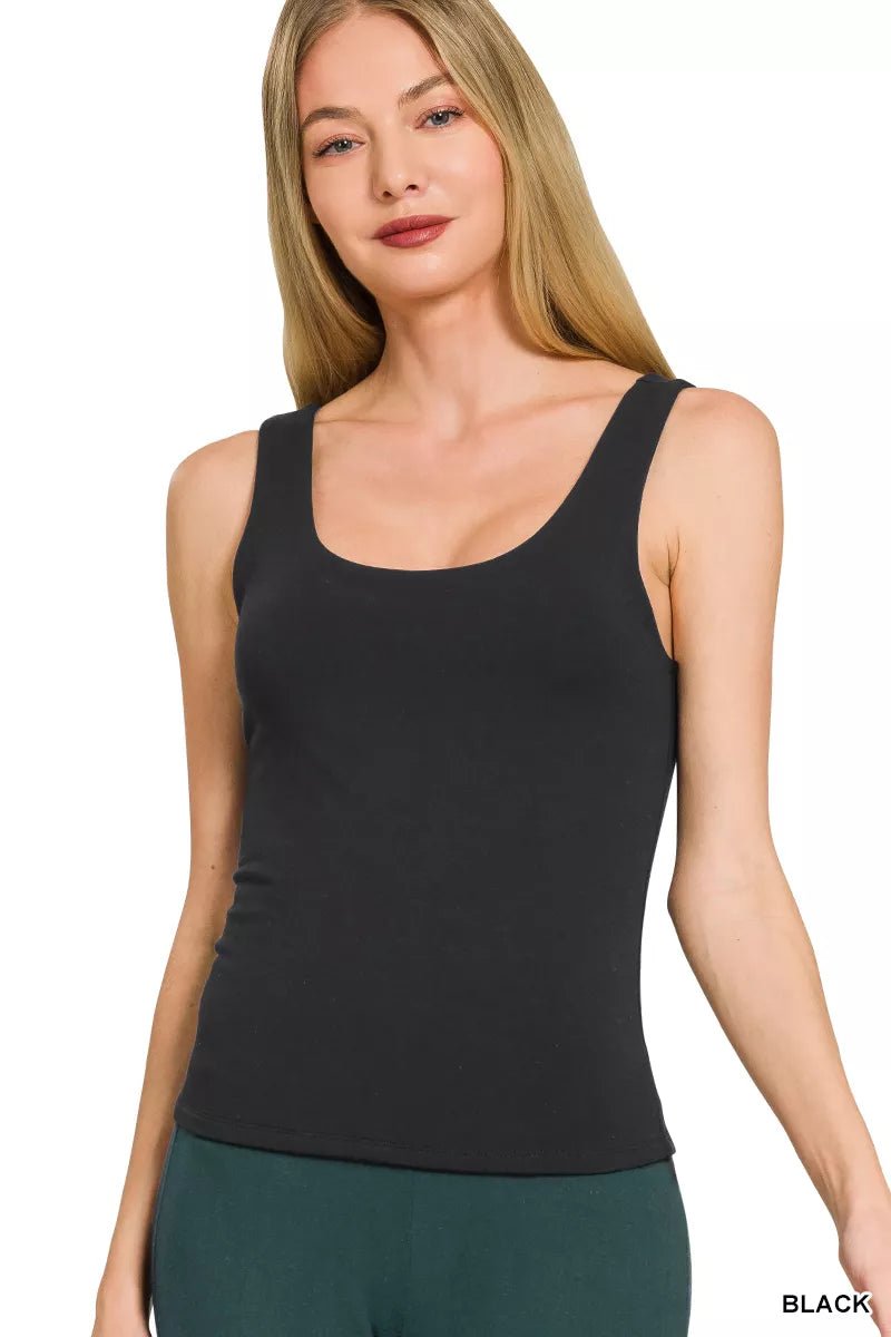 Zenana Double Layered Double Scoop Tank Top - Desert Sunday