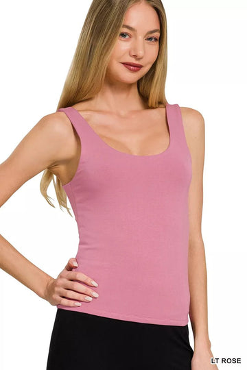 Zenana Double Layered Double Scoop Tank Top - Desert Sunday
