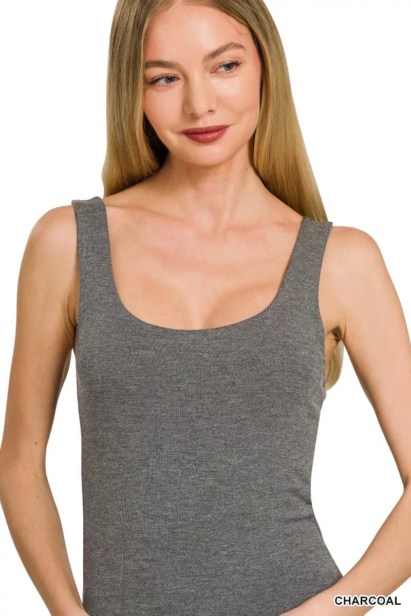 Zenana Double Layered Double Scoop Tank Top - Desert Sunday