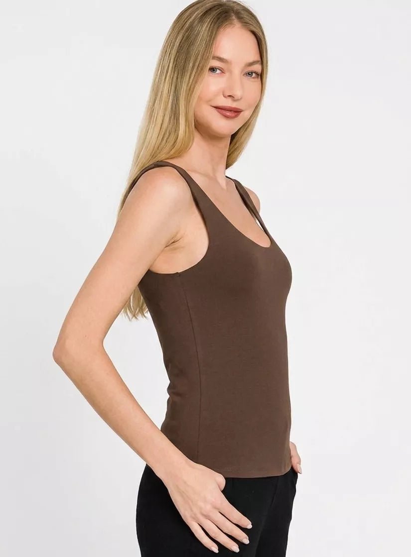 Zenana Double Layered Double Scoop Tank Top - Desert Sunday