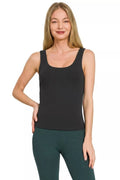 Zenana Double Layered Double Scoop Tank Top - Desert Sunday