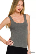 Zenana Double Layered Double Scoop Tank Top - Desert Sunday