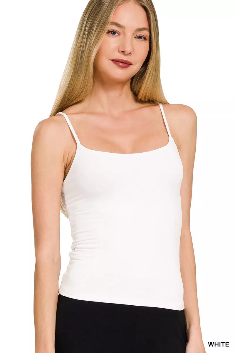 Zenana Double Layered Round Neck Spaghetti Cami - Desert Sunday