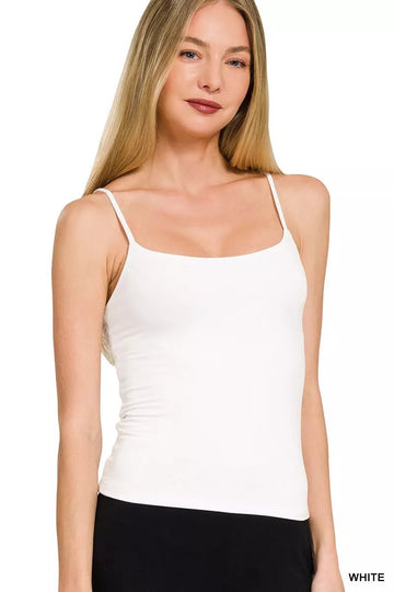 Zenana Double Layered Round Neck Spaghetti Cami - Desert Sunday