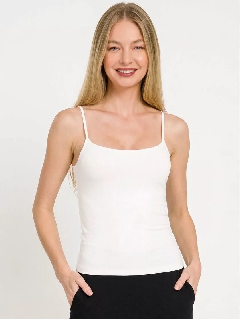 Zenana Double Layered Round Neck Spaghetti Cami - Desert Sunday
