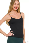 Zenana Double Layered Round Neck Spaghetti Cami - Desert Sunday