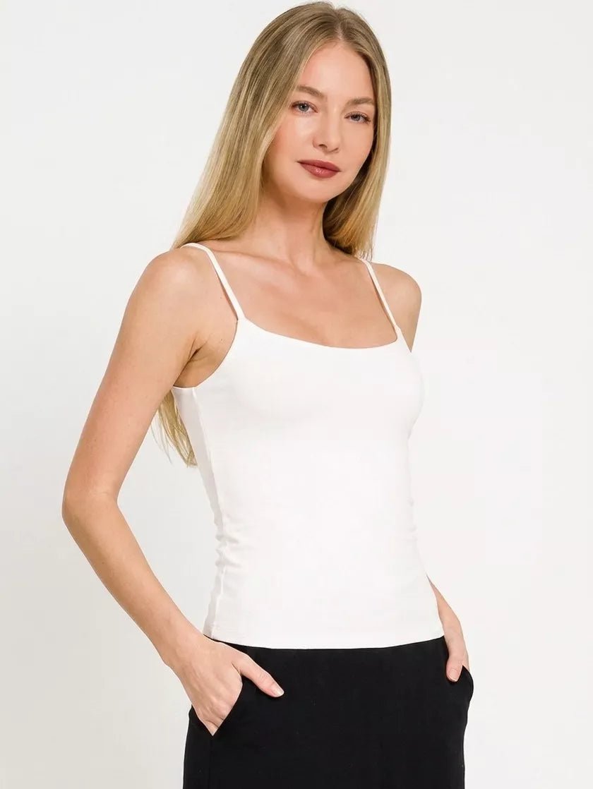 Zenana Double Layered Round Neck Spaghetti Cami - Desert Sunday