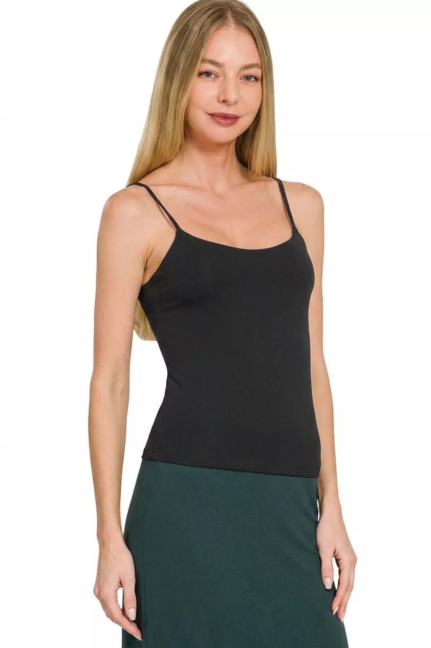 Zenana Double Layered Round Neck Spaghetti Cami - Desert Sunday