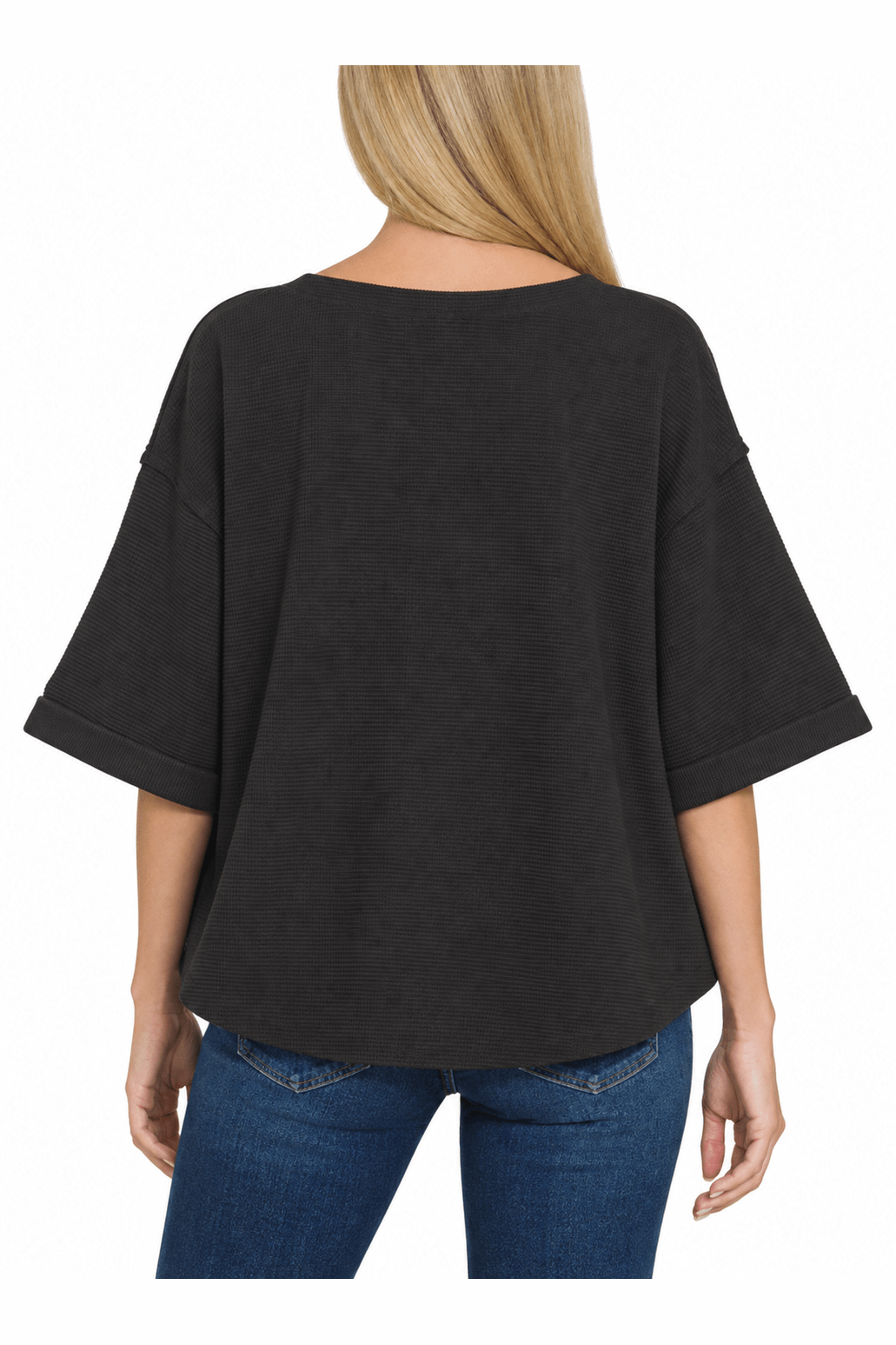 Zenana Everyday Ease Exposed Seam Top – Black - Desert Sunday