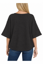 Zenana Everyday Ease Exposed Seam Top – Black - Desert Sunday