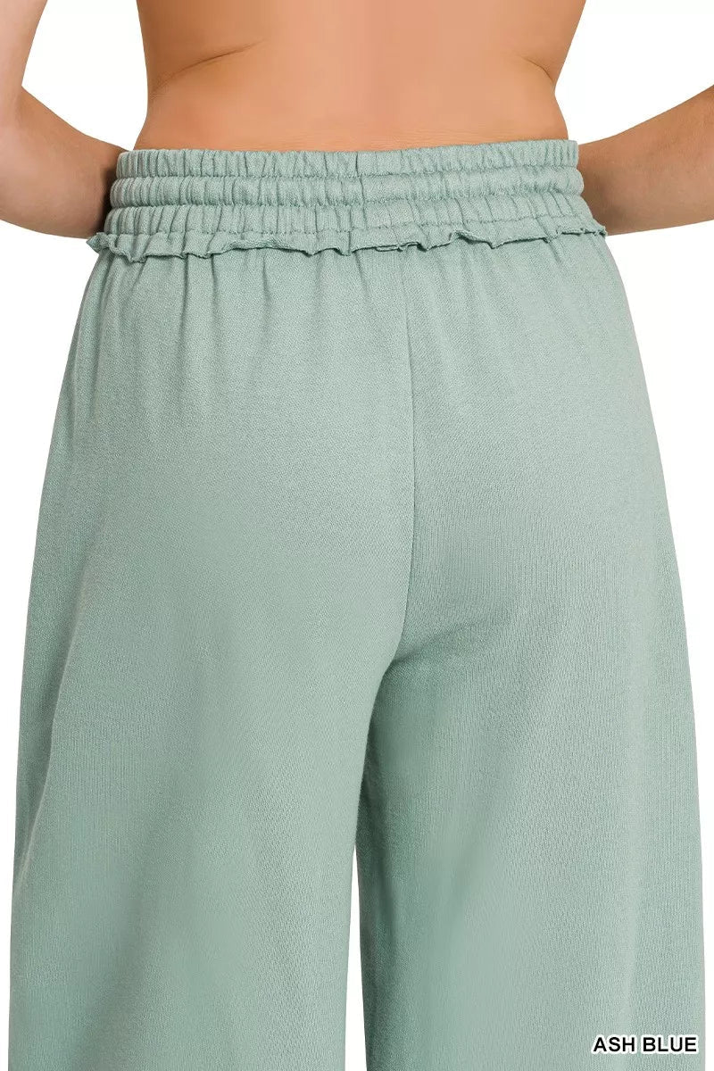 Zenana French Terry Wide Leg Sweatpants - Desert Sunday