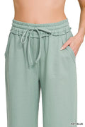 Zenana French Terry Wide Leg Sweatpants - Desert Sunday