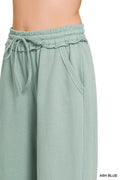 Zenana French Terry Wide Leg Sweatpants - Desert Sunday