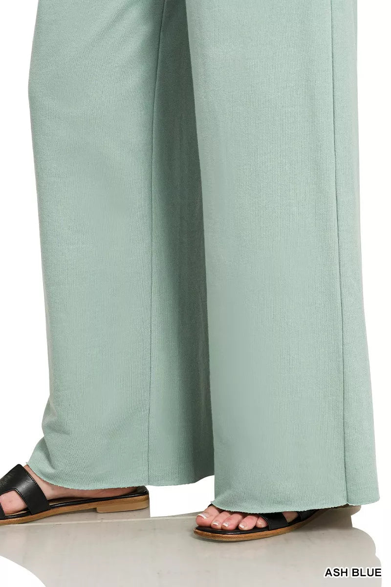 Zenana French Terry Wide Leg Sweatpants - Desert Sunday