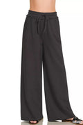 Zenana French Terry Wide Leg Sweatpants - Desert Sunday