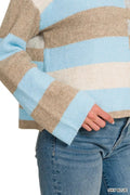 Zenana Lightweight Wool Blend Color Block Sweater - Desert Sunday