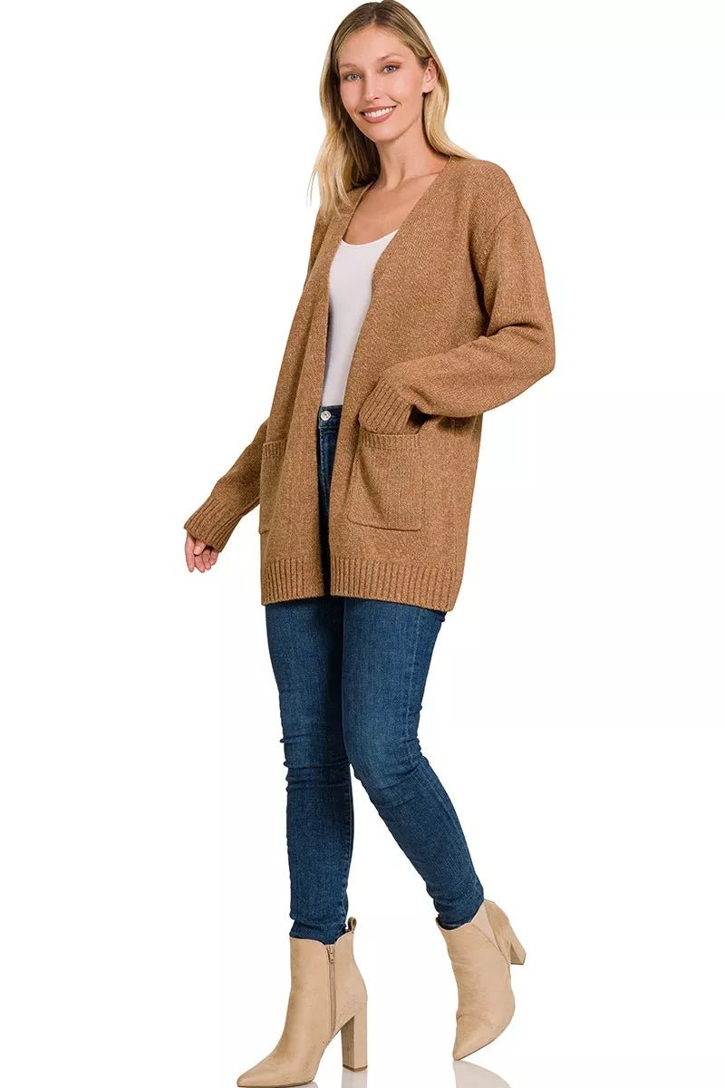Zenana Open Front Sweater Cardigan - Desert Sunday