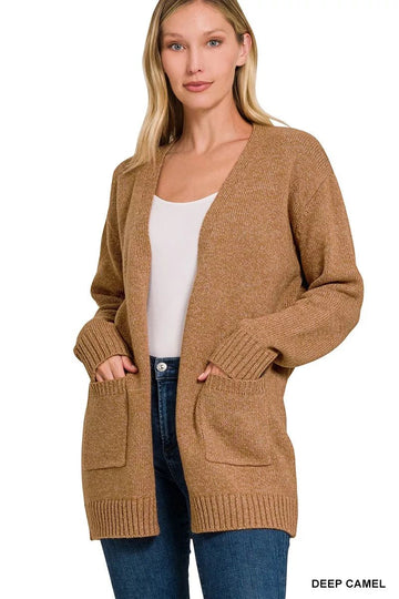 Zenana Open Front Sweater Cardigan - Desert Sunday