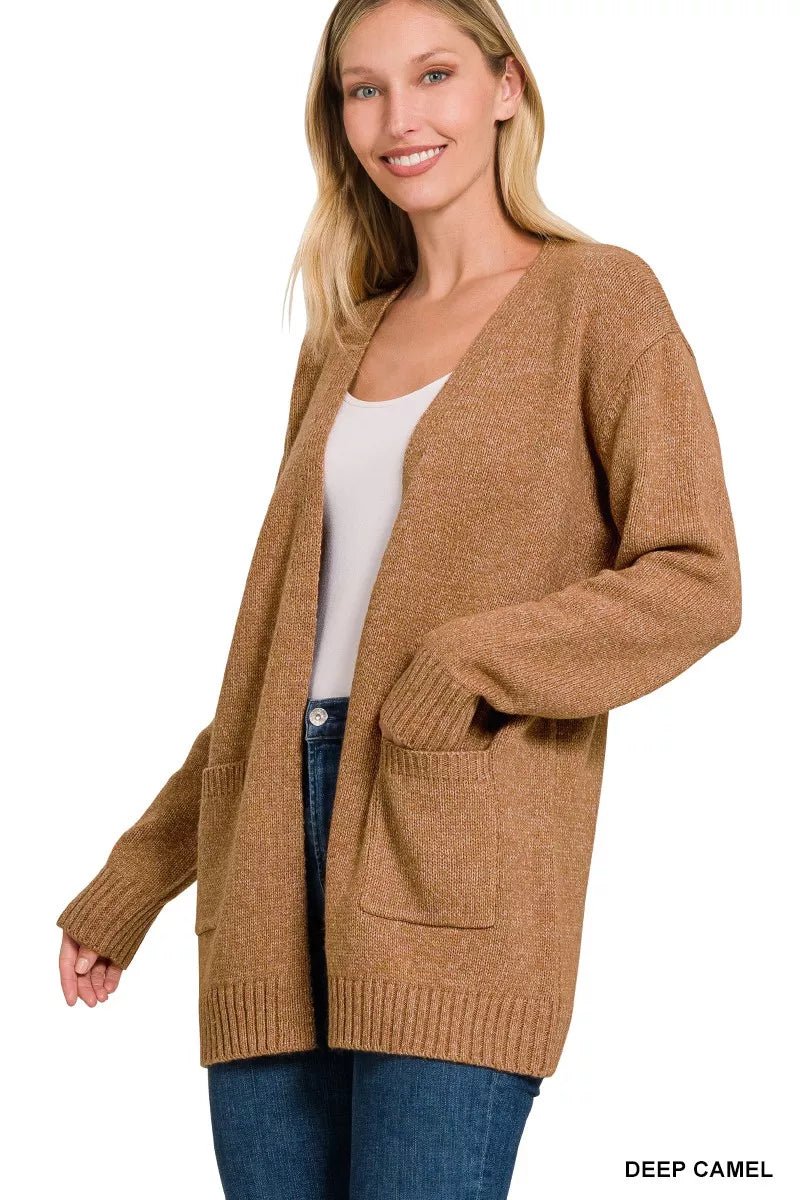 Zenana Open Front Sweater Cardigan - Desert Sunday