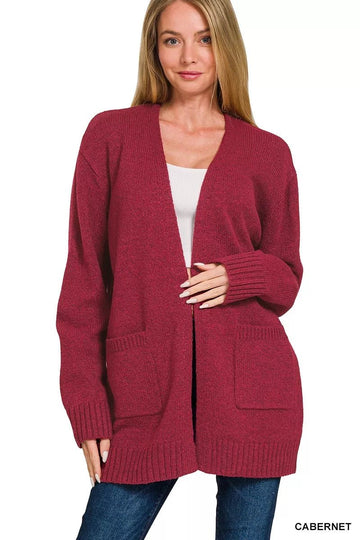 Zenana Open Front Sweater Cardigan - Desert Sunday