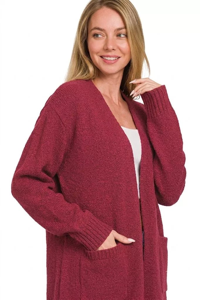 Zenana Open Front Sweater Cardigan - Desert Sunday