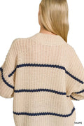 Zenana Oversize Striped Sweater - Desert Sunday