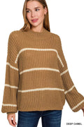 Zenana Oversize Striped Sweater - Desert Sunday